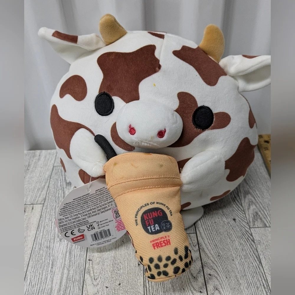 Zuru Snackels Plush Cow Stuffed Animal with Bubble Tea Accessory